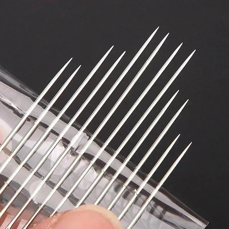 12 Pcs Side Hole Blind Sewing Needles Stainless Steel Elderly Needles Hand Sewing Stitching Pin DIY Home Self Threading Needle