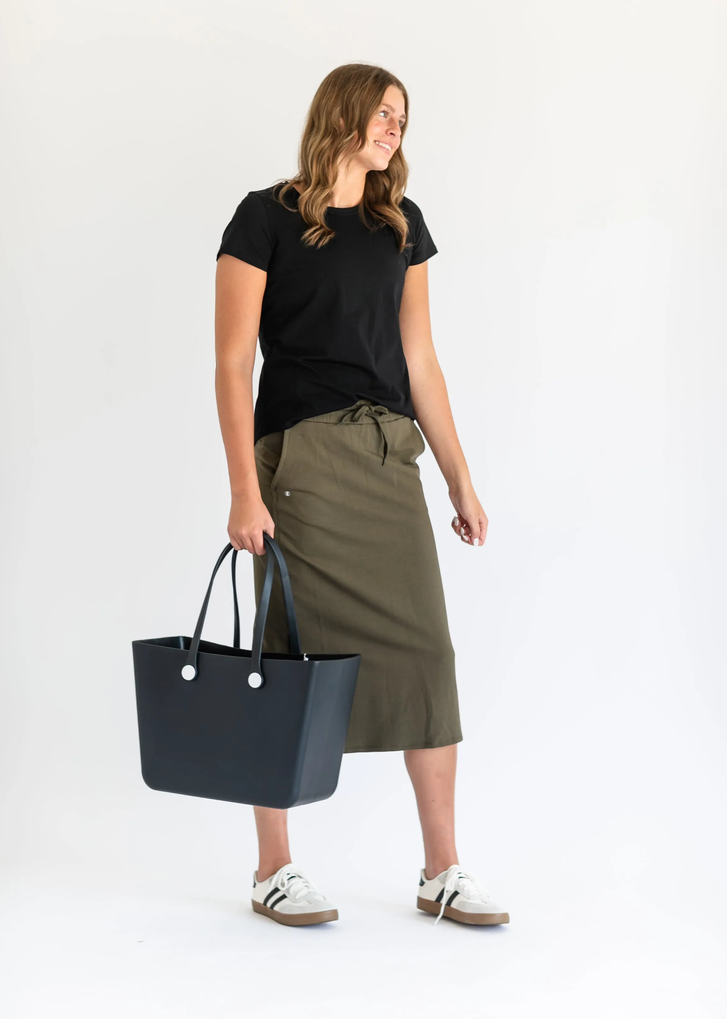 Abbie Mesh Detail Knit Midi Skirt