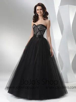 Black Strapless Tulle Formal Prom Ball Gown Dress HB2020A