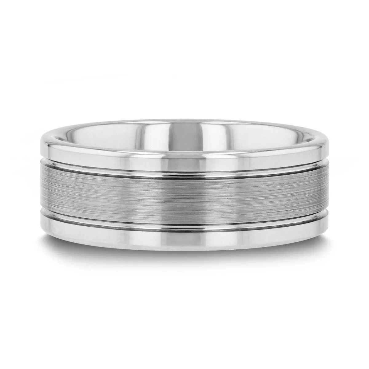 CHRONOS | Tungsten Ring Dual Offset Grooves & Brushed