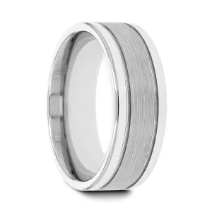 CHRONOS | Tungsten Ring Dual Offset Grooves & Brushed