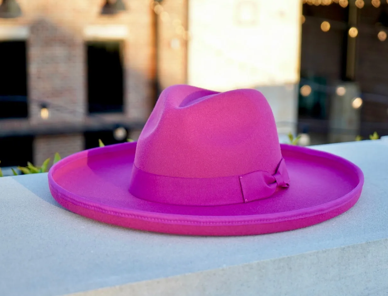 Dallas Pencil Brim Fedora - Fuchsia