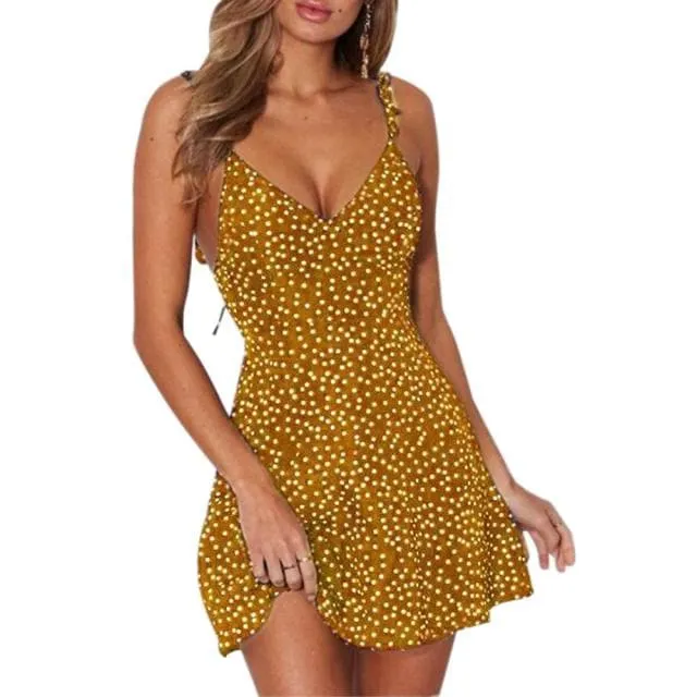 DressBetty - Sexy High Waist Dot Printing Mini Dress