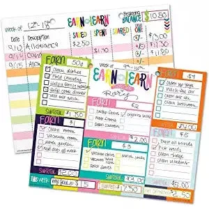 Earn & Learn Kids Money Management Chore Chart Pad | Dry Erase Board Savings Tracke