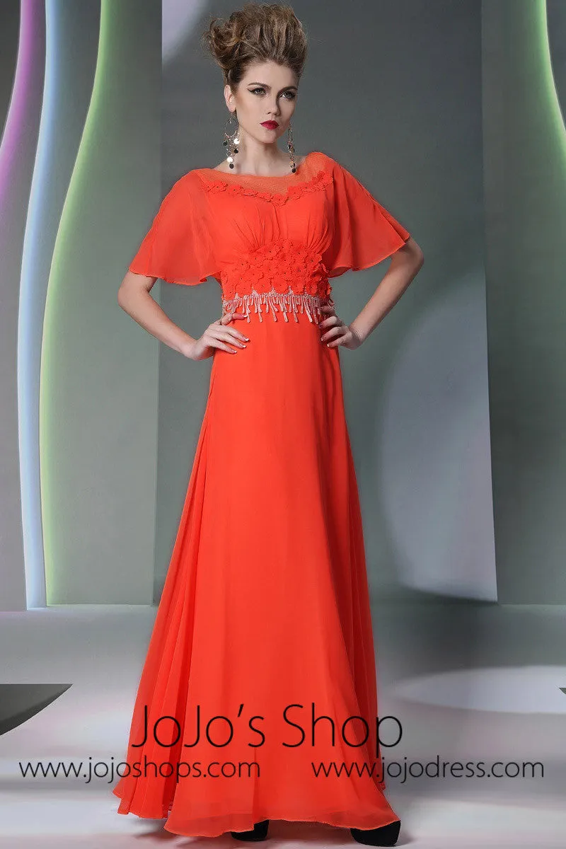 Orange Low Back Grecian Formal Prom Dress DQ830949