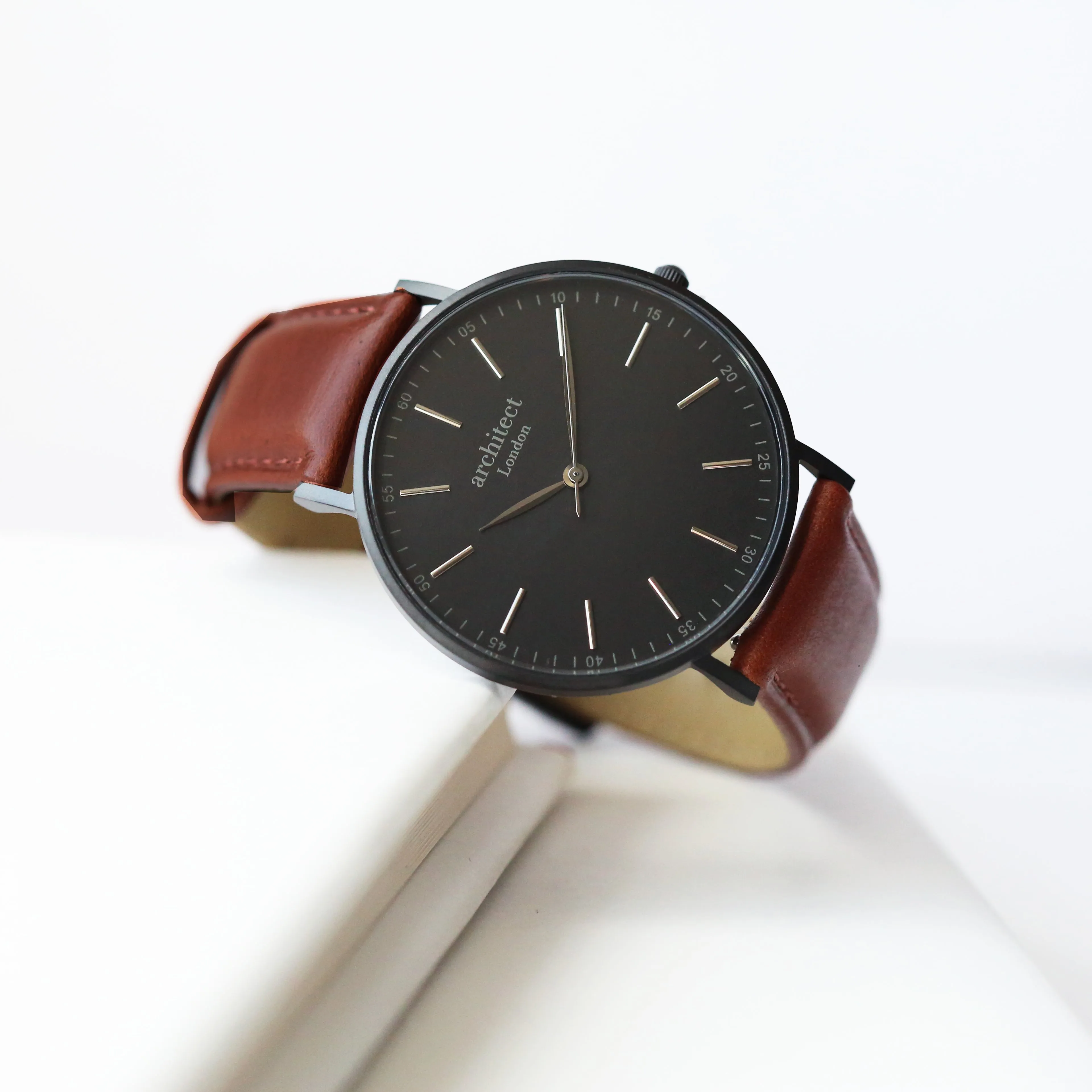 Personalised Men's Architect Minimalist Walnut Contactless Payment Watch