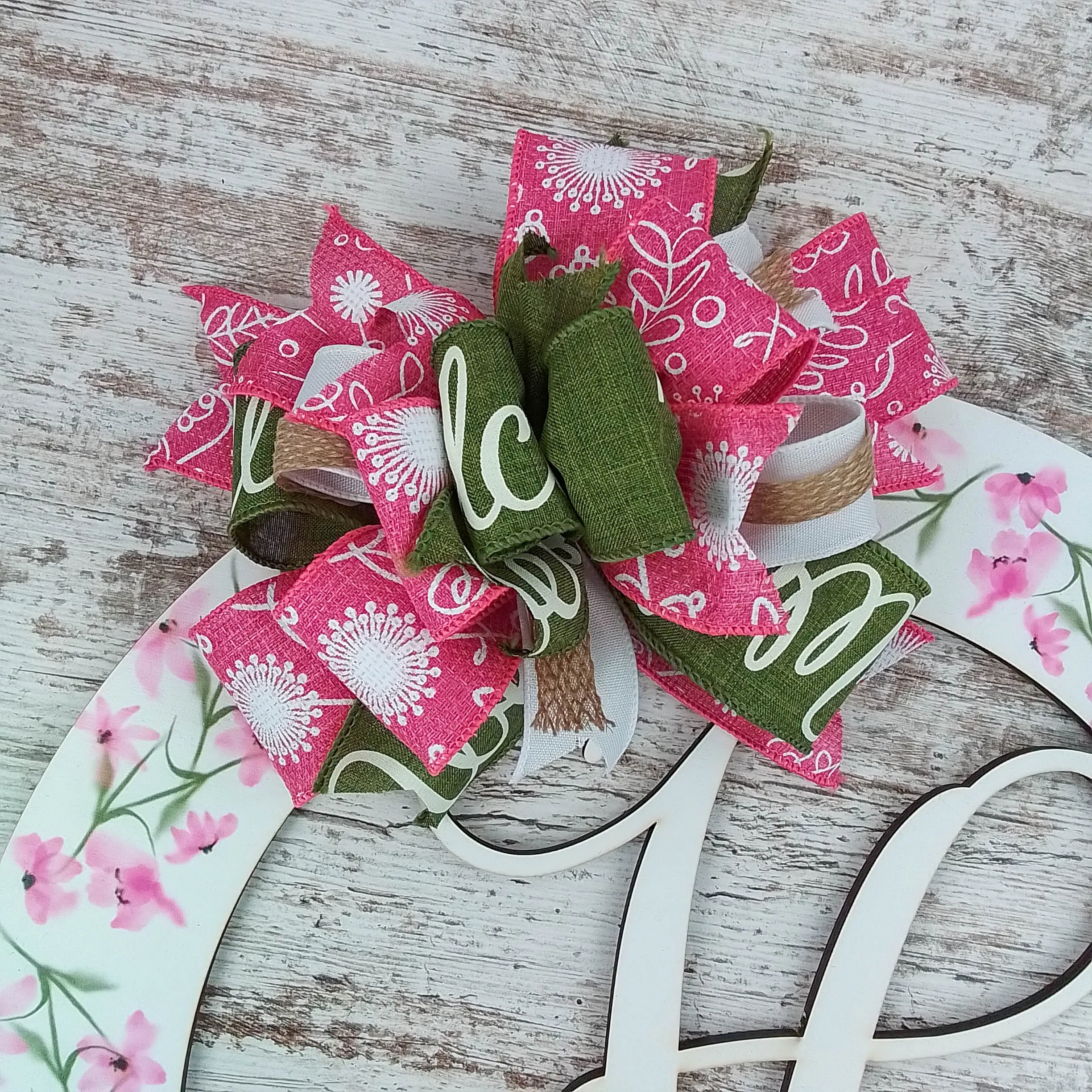 Personalized Monogram Door Hanger, Floral Birch Wood Decor, Indoor/Outdoor Hanging Ornament