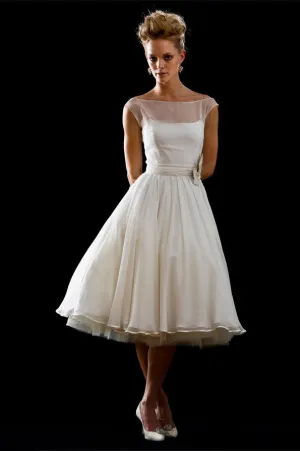 Retro Modest 50s 60s Short Tea Length Wedding Dress