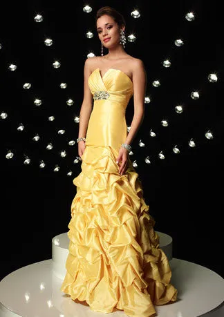 Yellow Strapless Mermaid Formal Prom Evening Dress HB104A