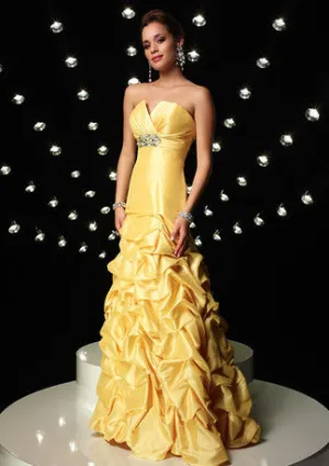 Yellow Strapless Mermaid Formal Prom Evening Dress HB104A